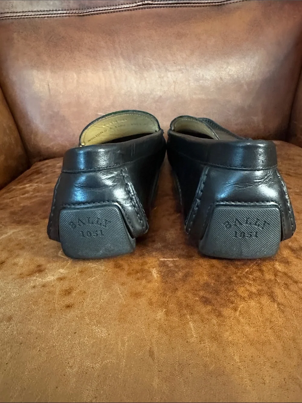 Bally Walton Black Leather Slip-On Driving Loafers Made in Italy
